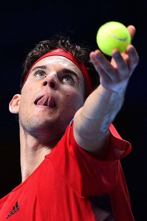 Dominic Thiem trifft im direkten Duell um den Einzug in die Vorschlussrunde der ATP-Finals am Freitag auf den Belgier David Goffin. GEPA