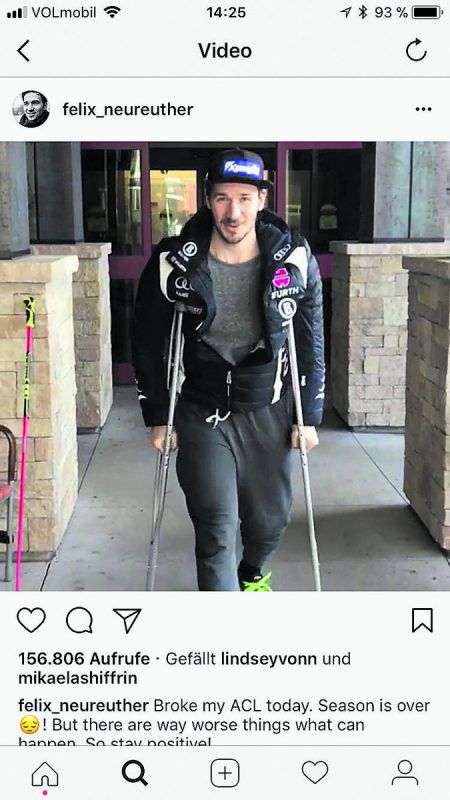 Felix Neureuther postete auf Instagram ein Video aus dem Spital in Vail. fn