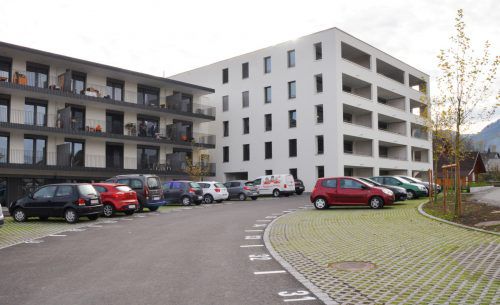 Neue Wohnanlage „Gasser Park“ in Dornbirn auf dem Gelände einer ehemaligen Textilfabrik. STD