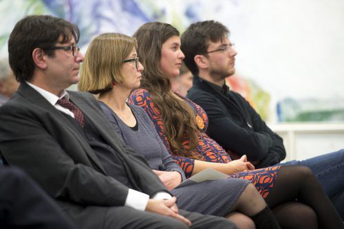 Bratschist Andreas Ticozzi, Regisseurin Barbara Herold, Jazzmusikerin Filippa Gojo und Schriftsteller Maximilian Lang.  B. Rhomberg