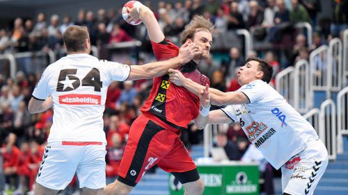 Gerald Zeiner trug mit neun Treffern maßgeblich zum 29:25-Heimsieg des Alpla HC Hard gegen die Fivers bei. GEPA