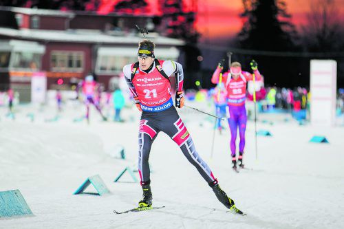Julian Eberhard verpasste beim Biathlon-Weltcup in Östersund nur knapp einen Platz auf dem Podest. gepa
