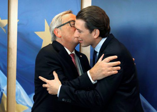 Kommissionspräsident Juncker (l.) mit Kurz. Letzterer verspricht Pro-EU-Linie. RTS