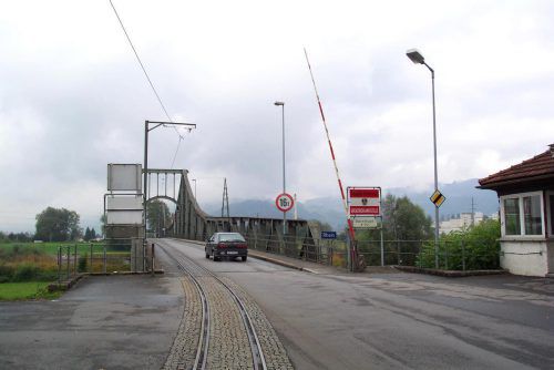 Schauplatz für einen Tatortdreh: die Grenzbrücke von Lustenau nach Widnau. VN