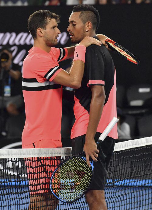 Grigor Dimitrov und Nick Kyrgios lieferten sich einen heißen Fight in Melbourne. ap