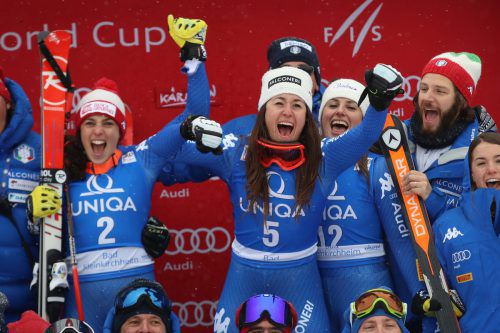 In der Abfahrt von Bad Kleinkirchheim kamen die Mutigen aus Italien: Federica Brignone, Sofia Goggia und Nadia Fanchini feierten einen Dreifacherfolg. gepa
