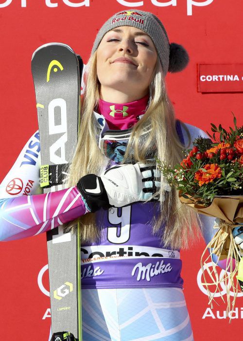Lindsey Vonn feierte in Cortina ihren 40. Abfahrtssieg und den insgesamt 79. im Weltcup. AFP