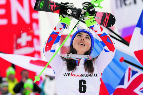Petra Vlhova jubelte in Lenzerheide über den zweiten Weltcup-Saisonsieg im Slalom. Reuters