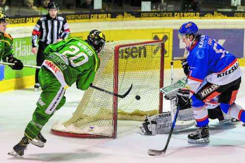 Trotz der frühen Führung durch Philipp Winzig in der sechsten Minute musste der EHC Lustenau bis zum Schluss um den Sieg zittern. Stiplovsek