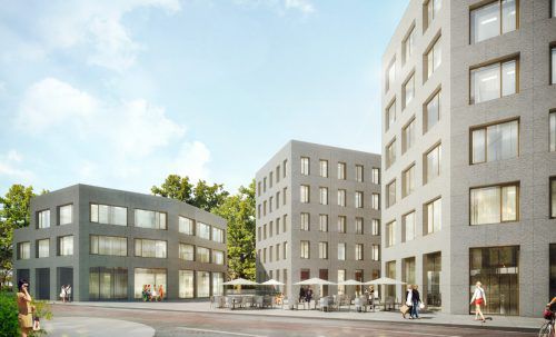Quartier „Münchner Bundesstraße“ in Salzburg.  Architektur von Dietrich/Untertrifaller.