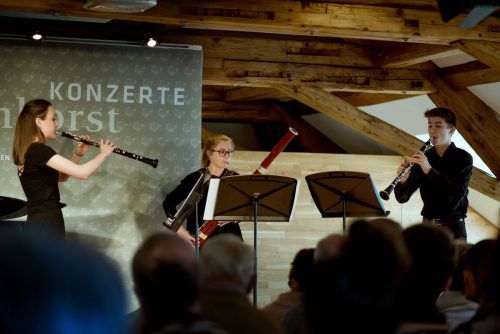 Das Trio Melange spielte kürzlich im Rahmen der Matinee zum zehnjährigen Jubiläum der Oboenklasse Adrian Ionut Buzac in der Villa Falkenhorst.  Veranstalter