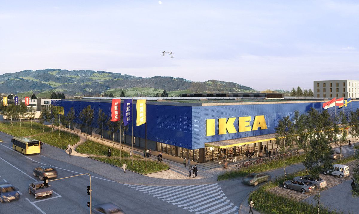 So hätte sich Ikea das Möbelhaus in Lustenau vorgestellt. Auch das Rendering war nach dem Rückzug Makulatur. ⇒FA