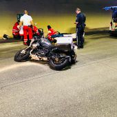 Italienischer Biker im Pfändertunnel gestürzt