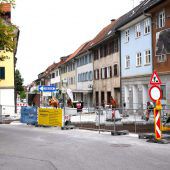 Straßensperre in Emser Innenstadt
