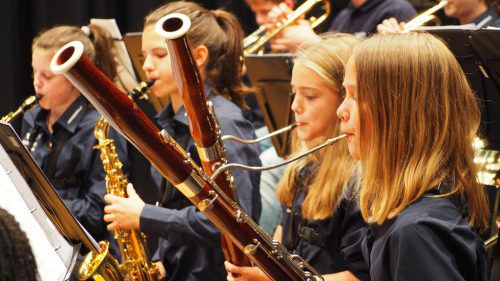 Der Musikernachwuchs der Harmonie Altach beim Konzert im KOM. egle