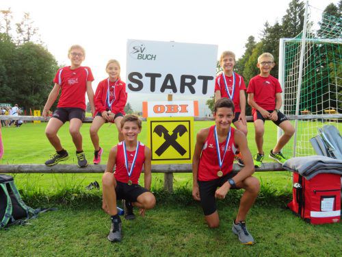 Der Nachwuchs der TS Bregenz-Vorkloster beeindruckte in Buch: v. l.: Fabian, Amy, Lukas, Leonhard, Elias und Simon.  TS Bregenz Vorkloster