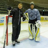 Rinne (r.) mit Coach Pekkarinen. »C3