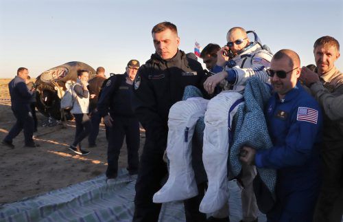 Die Drei waren 197 Tage auf der ISS.  Rts