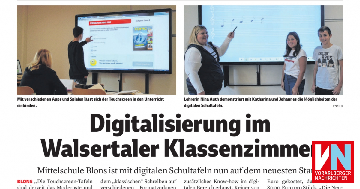 Digitalisierung Imwalsertaler Klassenzimmer Vn Heimat