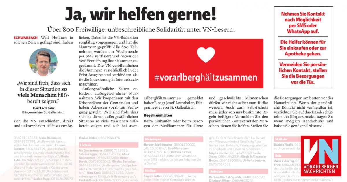 Przekreśl Niewłaściwy Rodzajnik Wir Helfen Ja, wir helfen gerne! - Vorarlberger Nachrichten | VN.AT