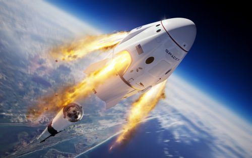 Nach einem 19-stündigen Flug sollen die beiden US-Astronauten mit der Dragon-Kapsel an der ISS andocken. AP/Spacex