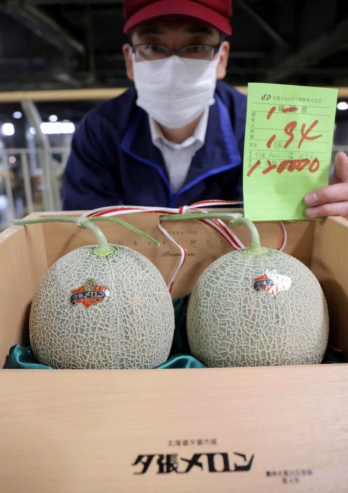 Schnäppchen: Japaner versteigern zwei Melonen für „nur“ 1000 Euro. str