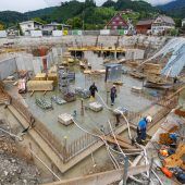 Baustelle überflutet