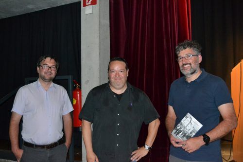 Christof Thöny, Referent Franz Valandro und der neue Obmann des Geschichtsvereins Region Bludenz, Michael Kasper.  bi