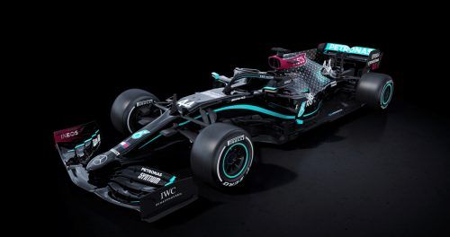 Der Silberpfeil in schwarz. Auf Bitten von Lewis Hamilton, der sich für die Black-Lives-Matter-Bewegung einsetzt und ein Zeichen setzen möchte, fährt der Mercedes in neuer Lackierung. Reuters/gepa/AFP