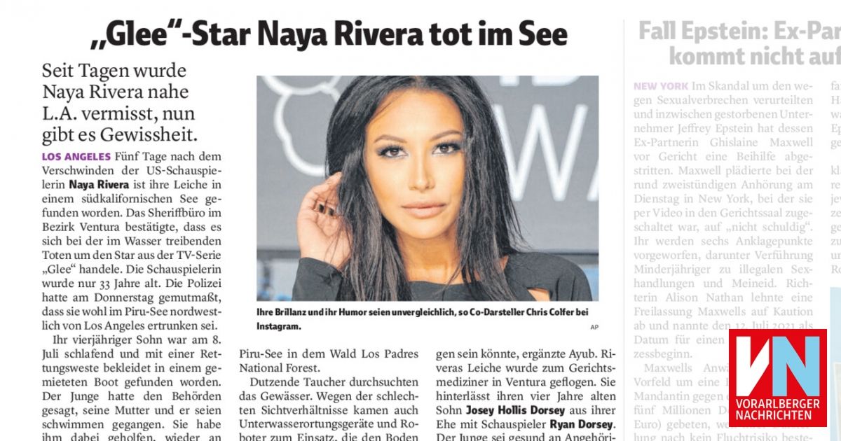  Glee Star Naya Rivera Tot Im See Vorarlberger Nachrichten VN AT