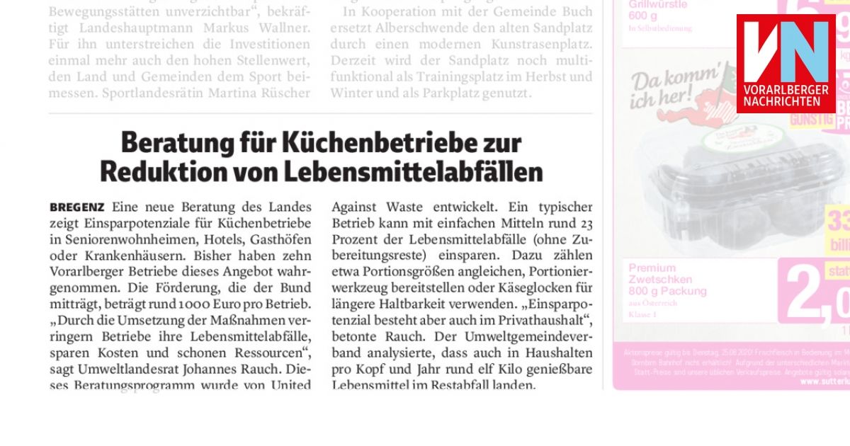 Beratung für Küchenbetriebe zurReduktion von Lebensmittelabfällen