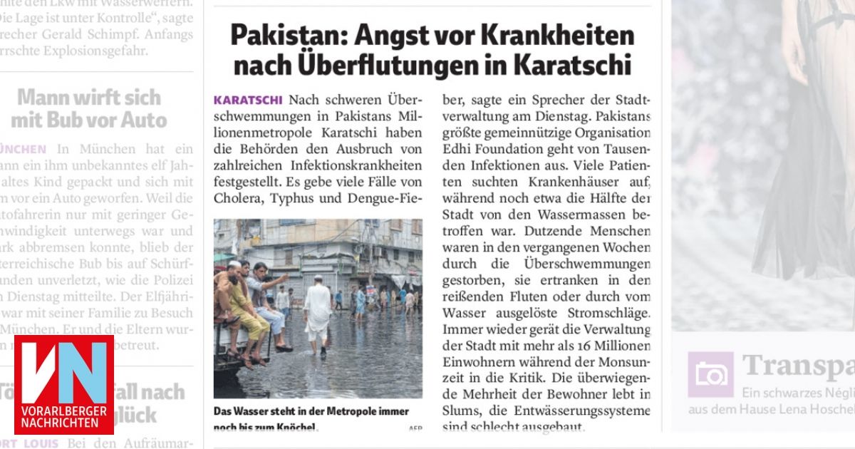 Pakistan Angst Vor Krankheiten Nach Uberflutungen In Karatschi Vorarlberger Nachrichten Vn At