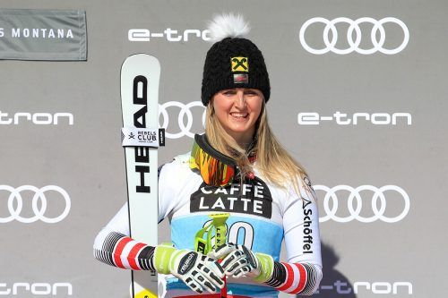 CRANS MONTANA,SWITZERLAND,22.FEB.20 - ALPINE SKIING - FIS World Cup, downhill, ladies. Image shows Nina Ortlieb (AUT). Photo: GEPA pictures/ Mario Buehner