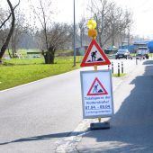 Straßensperre im Harder Ortsteil Erlach