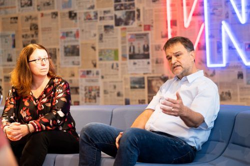 Alexandra Schalegg und Martin Ploß sprachen mit den VN über das Spannungsfeld zwischen klimaneutralem und leistbarem Wohnen. VN/Serra