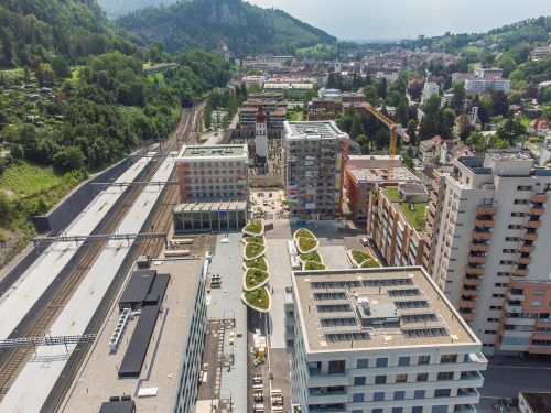 Der Bau der Bahnhofcity in Feldkirch befindet sich auf der Zielgeraden. Große Firstfeier mit mehr als 150 Gästen. VN/Steurer, Hartinger