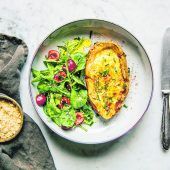 Süßkartoffel-Schiffchen mit Bergkäse