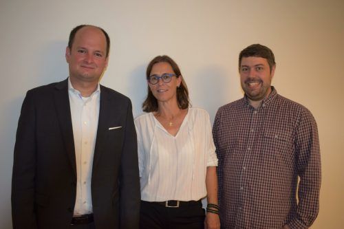 Egmont Schwärzler, Geschäftsstellenleiter Ingrid Baldauf und Andreas Faißt.