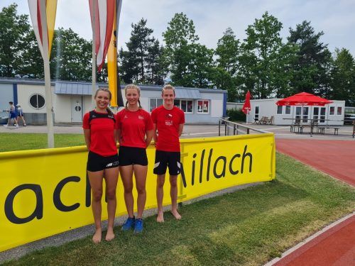 Lena und Emma Röser und Leo Seeger beim ÖM-Mehrkampf. TS brgenz-Vorkloster