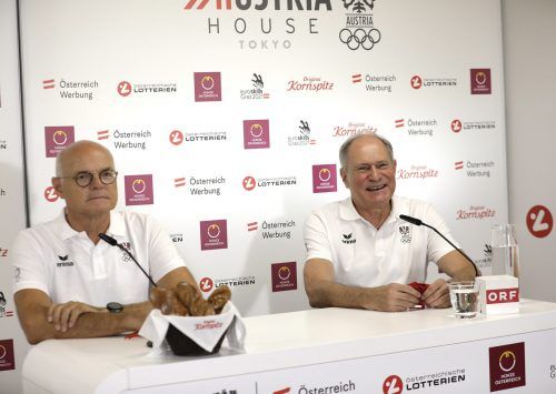 Präsident Karl Stoss und Generalsekretär Peter Mennel, die beiden Vorarlberger an den Schalthebeln des Österreichischen Olympischen Komitees. gepa