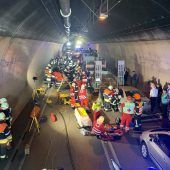 Holzstamm durchbohrt Auto im Tunnel