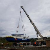 Neues Rettungsboot „V 9“ auf dem Weg nach Bregenz. »A10