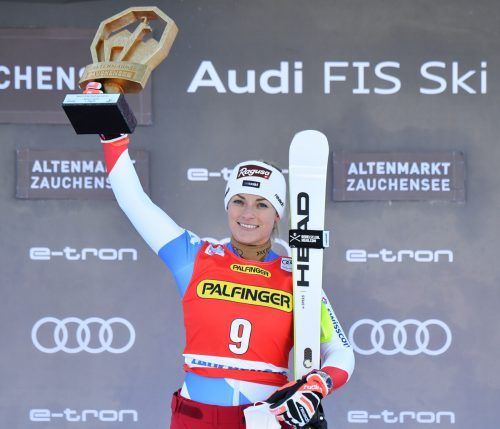 Die Schweizerin Lara Gut-Behrami feierte mit dem Sieg in der Abfahrt von Zauchensee ihren insgesamt 34. Weltcupsieg. apa