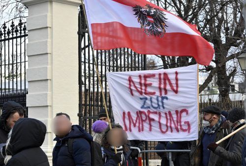 Drinnen wurde die Impfpflicht beschlossen, draußen demonstriert. APA