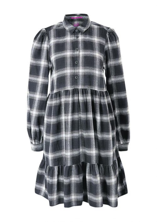 Karo-Kleid mit Volants und Blusenkragen. Gesehen bei s.Oliver um 52,99 €.