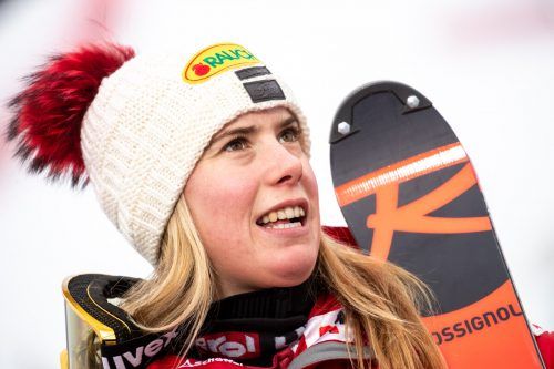 Katharina Liensberger verpasste in Kranjska Gora die Qualifikation für den zweiten Durchgang, am Kronplatz sollen schnellere Schwünge wieder Weltcuppunkte bringen. gepa