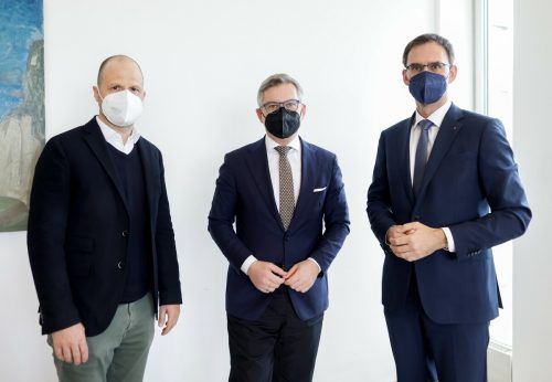 Entlastungspaket LR Tittler, Minister Brunner, LH Wallner. "Steigende Energiepreise in den Haushalten abfedern." VLK