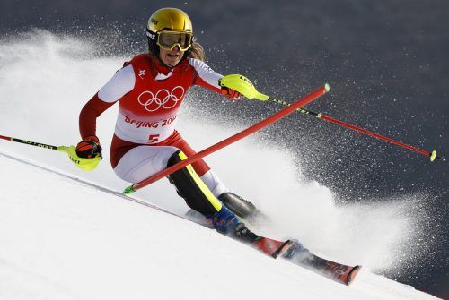 Katharina Liensberger warf im zweiten Durchgang alles in die Waagschale, katapultierte sich beherzt zur Medaille. Reuters
