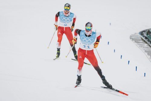 Sie kamen hintereinander ins Ziel: Johannes Lamparter (l.) und Lukas Greiderer (r.). APA/JFK, AFP