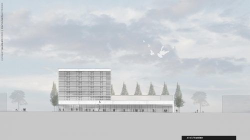 So präsentiert sich der Bau in einem ersten Entwurf der im wesentlichen auch umgesetzt wurde, wie Renderings zeigen, die noch unter Verschluss sind.  MM/STD